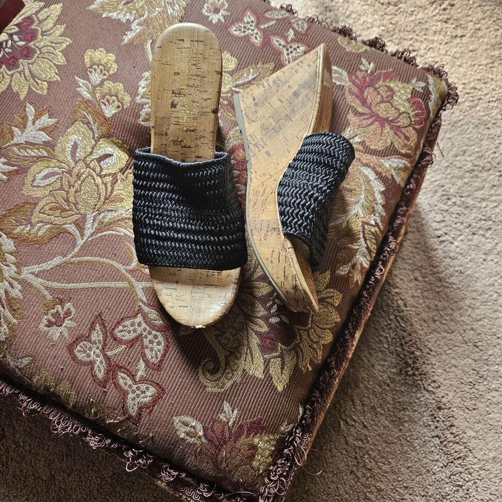 Black and Brown Wedge Sandle